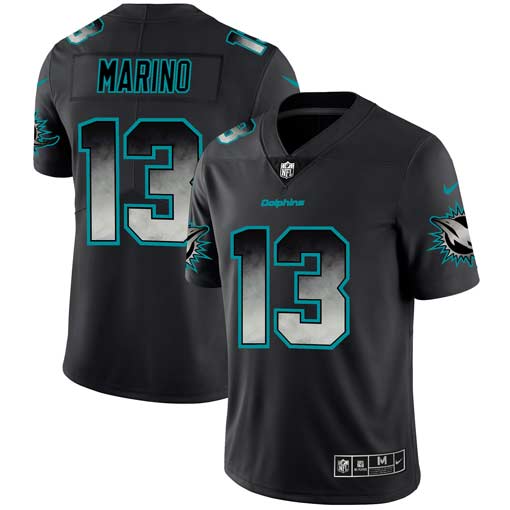 Men's Miami Dolphins #13 Dan Marino Black 2019 Smoke Fashion Limited Stitched NFL Jersey